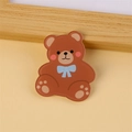 Cute brown acrylic cartoon bear brooch badge with blue bow for bags or clothing accessories - Bear