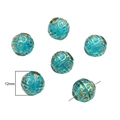 Blue 12mm baroque beads with gold swirl patterns for DIY jewelry making and earrings - #26 Fret Round Bead 20pcs/pack