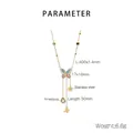 Dettaglio del ciondolo a farfalla dorata con strass, perle e misure della catena con nappa - Stile Farfalla Dorata con Nappa (KN293084-SXSJ)