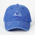 Retro washed denim baseball cap featuring white COOL Aunts CLUB printed artistic slogan - Adjustable / Royal Blue