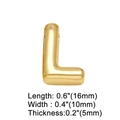 Macro shot of 3D gold-plated letter L charm with precise dimensions 16mm x 10mm x 5mm - Gold L