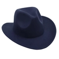 Close-up of the smooth dark blue felt texture and structured crown of the kids fedora hat - Navy Blue