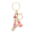 Resin letter Y keychain with fruit slices, red tassel and gold metal lobster clasp - Letter Y