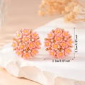 Purple hydrangea resin petal earrings with yellow stamens and gold metal base - Pink Faux Gold (Large Ball)