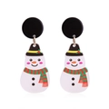 Cute Christmas snowman drop earrings in acrylic with red and green festive details - Snowman