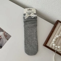 Graue Lolita-Socken mit weißem Spitzenbesatz und Schleife für Damen im JK-Stil - Einheitsgröße / Graue Spitzenschleife