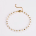 Detail of vintage pearl bracelet with gold beads, lobster clasp and extension chain - Gold Color Bracelet (5mm)