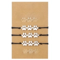 Three-piece set of black braided sister bracelets with silver heart paw charms on a card - 3pcs Sisters Paw Prints(ZJ13726)