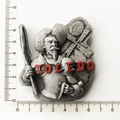 Detail view of Toledo metal fridge magnet featuring Don Quixote and windmill with ruler size - Toledo Landmark