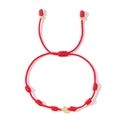 Handgemaakte rode koordarmband met gouden kruis hanger en verstelbare schuifknoop - Gouden Kruis Rood Touw Zegen(TDS-B24052501A)