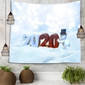 Arazzo decorativo con scena invernale, pupazzo di neve e design 2020 per casa - 150x130cm / Icona Pupazzo di Neve 2020