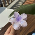Elegant purple plumeria jelly hair claw clip with a pearlescent finish for women - Plumeria Jelly Texture / Metallic Purple