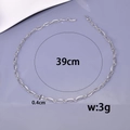 Minimalist 39cm silver stainless steel cuban chain necklace with 0.4cm width detail - Diamond Sub-mother Chain