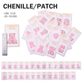 Roze chenille alfabet-set met gouden glitterrand en zelfklevende achterkant voor decoratie - Complete Set 26 Letters + Hart