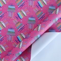 Pink birthday gift wrapping paper roll with festive cake and candle illustrations - Birthday Cake Style