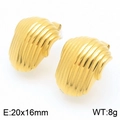 Minimalist gold pleated hollow semi-circular stainless steel earrings 20x16mm - Gold KE113391-KFC / Gold
