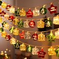 LED Christmas star and ball lights with festive Merry Christmas print and warm glow - 2M 10LEDs Battery Powered Gilded Gift Box