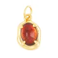 Amber oval gemstone pendant with gold-plated four-claw setting for DIY jewelry - L229115-Orange Gold