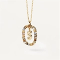 Gold letter S pendant necklace featuring a colorful zircon halo and delicate gold chain - Gold S