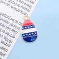 Easter egg charm pendant with red, white and blue enamel and gold stars for jewelry - Enamel US Flag Easter Egg (Small) / 10x18mm