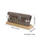 Solid wood jewelry display stand with gray velvet rolls for earrings and rings - 12 Slots Earring Stand / Coffee Velvet