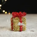 Golden and red ribbon Christmas gift box ornament with Merry Christmas sign - 6CM Gold Gift Box