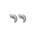 Paire de pendentifs lune en acier inoxydable argent mat avec anneaux de suspension DIY - Lune Creuse Argentée