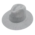 Classic light gray hand-woven Panama hat with wide brim and breathable knit design - One Size / Gray
