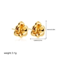 Detail view of 18K gold camellia stud earrings with 14mm size and weight dimensions - Gold Camellia Stud Earrings