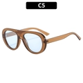 Gafas de sol de aviador extragrandes en resina ámbar con lentes teñidas azul claro - Montura Té Lentes Azules