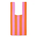 Knitted striped tote bag in vibrant orange and pink color block pattern - Pink and Orange Stripes