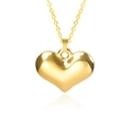 Close-up of a 3D heart pendant necklace with polished 18k gold vacuum plating finish - Necklace Set / Gold