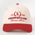 Vintage baseball cap with reindeer embroidery and EST 1991 text in cream and red - Off-white Spliced Red