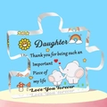 Clear acrylic puzzle piece decor with elephant illustration gift for daughter - Daughter Cartoon Style (Q33)