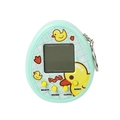 Pale green egg-shaped virtual electronic pet toy with yellow duck print and keychain - Egg Green
