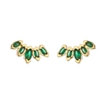 Light luxury geometric 18K gold plated earrings with marquise emerald green zircons - Emerald Green Leaf (42501)