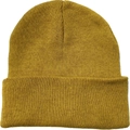 Berretto in maglia acrilica giallo senape con risvolto classico per il calore invernale - Taglia unica(56-58cm) / Giallo zenzero