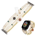 Bohemian Apple Watch beaded strap with cream, turquoise, gold beads and a tassel - B-wb220002a / L2 (42/44/45)