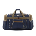 Large capacity navy blue travel bag with khaki nylon straps and multi-pocket design - Large / Single Pocket Style / Dark Blue