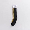 Funny black calf socks with yellow chicken feet pattern and white wavy trim cuff - Black Yellow Claw Short (Individual Packaging)
