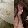 Elegant gold U-shape non-piercing ear cuff with sparkling zircon inlay for women - 30018-Gold U-Shape Rhinestone Ear Cuff Pair