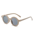 Kids round candy-colored sunglasses in beige frames with dark grey lenses - Grey Frame