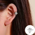 Silberne Ohrmanschette Stern mit Zirkonia, Clip-Design für Ohren ohne Ohrlöcher - Silber 12098