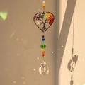 3pcs Tree of Life crystal suncatcher with colorful beads and heart-shaped frame - Heart Style
