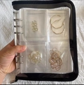 Portable jewelry storage book with transparent PVC zipper bags for rings and earrings - Black Zipper Silver Clip 3-Inch 4-Grid (With 50 Bags)