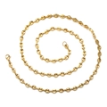 5mm golden stainless steel coffee bean chain necklace with lobster clasp - 0.5cm Wide * 60cm Long / Gold
