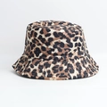 Detailed view of the leopard print pattern on high-quality cotton fisherman bucket hat - One Size / Classic Brown Leopard Print