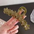 Olivgrüne Blumen Haarklammer aus Harz für dickes Haar, elegantes Haar Accessoire - 13cm / Aquagrün