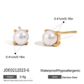 Gold Pearl Decoration Stud Earrings (JDE0212023-6)