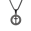 Religieuze zwarte kruis hanger ketting met zirkonia strass en zwarte box ketting - Met Ketting / Zwart